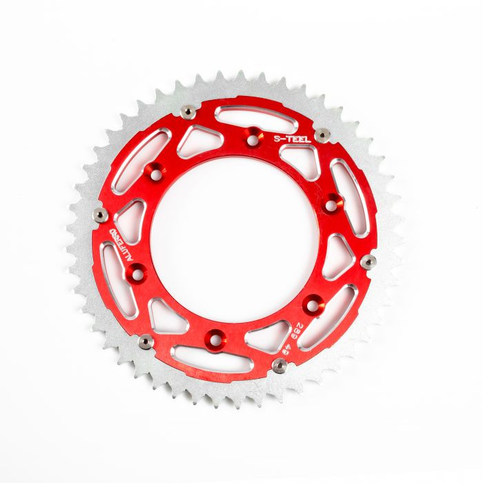Couronne Bi-Métal S-TEEL Anti-Boue Honda Pas 520 52 dents Noir/Rouge